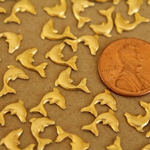 14 pc. Tiny Raw Brass Dolphins: 10mm by 8.5mm made in USA RB-265 image 4