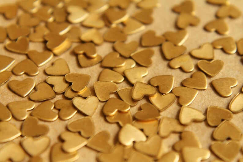 24 pc. Tiny Raw Brass Heart: 7mm by 6.5mm made in USA RB-513 image 2