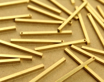 10 pc. Raw Brass 3D Bar Charms: 40mm by 2.5mm | MIS-030*