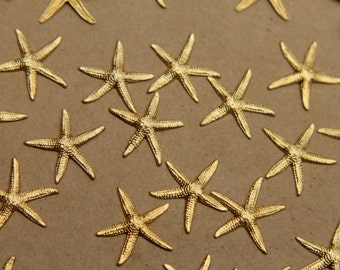 8 pc. Raw Brass Starfish Stampings: 19mm by 20mm - made in USA | RB-324