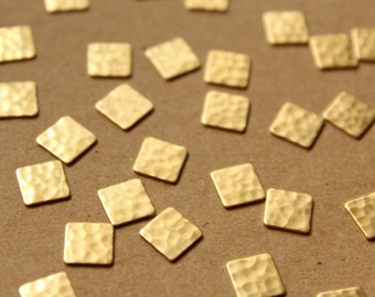 16 pc. Raw Brass Hammered Squares: 7.5mm by 7.5mm - made in USA | RB-945