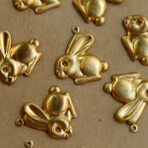 10 pc. Raw Brass Bunny Charms: 19.5mm by 22mm - made in USA | RB-411