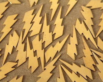 14 pc. Medium Raw Brass Lightning Bolts: 25mm by 7mm - made in USA | RB-479