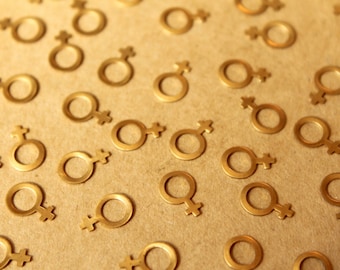 32 pc. Tiny Raw Brass Female Symbol Stampings: 10mm by 6.5mm - made in USA | RB-721