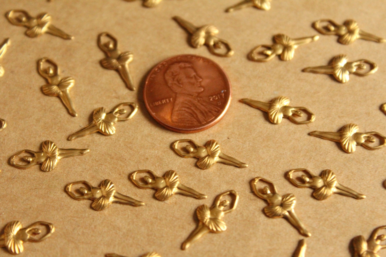 20 pc. raw brass ballet dancer / ballerina stampings : 16mm by 7mm - made in usa | rb-1097