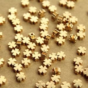 30 pc. Gold Plated Brass Clover Beads, 5mm by 5mm by 3mm | FI-507