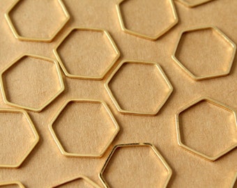 25 pc. Gold Plated Brass Hexagon Links, 22.5mm by 22mm | FI-640