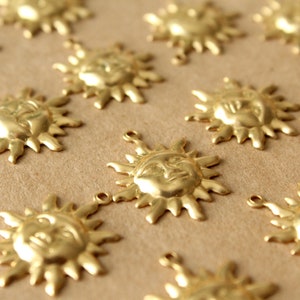 12 pc. Raw Brass Sun Charms: 23mm by 20mm made in USA RB-931 image 2