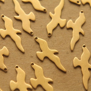 8 pc. Small Raw Brass Seagull Charms: 25mm by 10.5mm made in USA RB-214 image 1