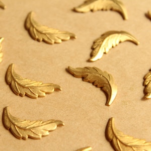 16 pc. Raw Brass Curved Leaves: 21mm by 7mm - made in USA | RB-794