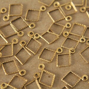 16 pc. Small Raw Brass Diamond Outline Charms: 11mm by 8mm made in USA RB-085 image 2