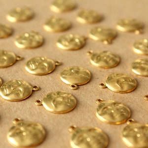 20 pc. Raw Brass Moon Face Charms: 12mm x 10.5mm made in USA RB-1405 image 3
