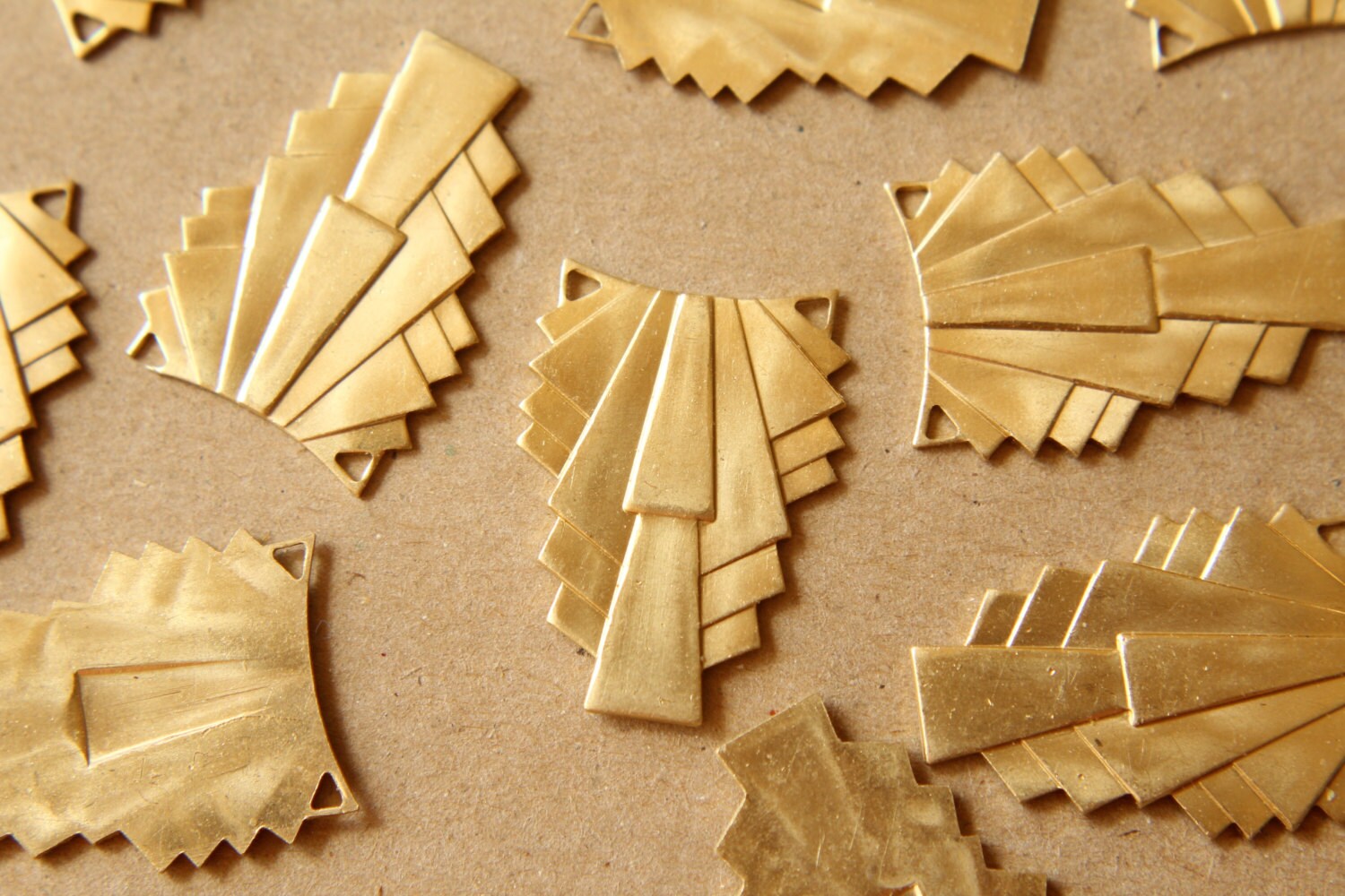 made in dirty ネックレス（SV925×brass） 1 Pc. Raw Brass Layered Geometric Connectors: 31mm by 22mm