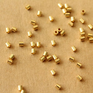30 pc. Tiny Gold Plated Stainless Steel Tube Beads, 2mm long by 2mm wide | FI-422*