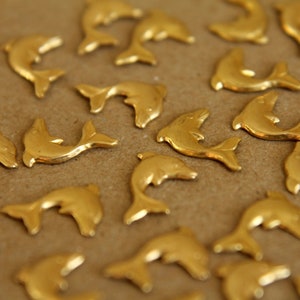 14 pc. Tiny Raw Brass Dolphins: 10mm by 8.5mm made in USA RB-265 image 3