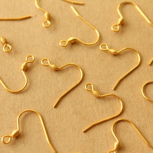 20 pc. Gold Stainless Steel Earwires 18mm long FI-673 image 1