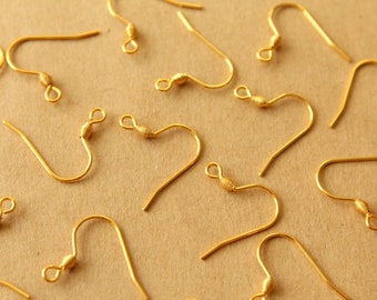 20 pc. Gold Stainless Steel Earwires 18mm long  | FI-673