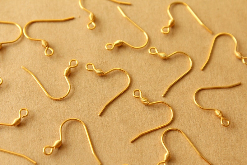 20 pc. Gold Stainless Steel Earwires 18mm long FI-673 image 1