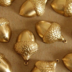 3 pc. Jumbo Raw Brass Acorns: 33mm by 22mm - made in USA | RB-126