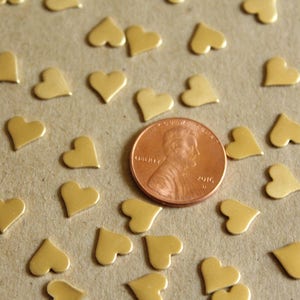 14 pc. Raw Brass Smooth Hearts: 8mm by 8mm made in USA RB-1052 image 4