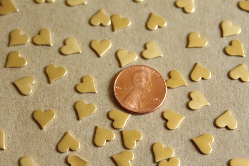 14 pc. Raw Brass Smooth Hearts: 8mm by 8mm made in USA RB-1052 image 4