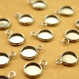 15 pc. Stainless Steel Round Cabochon Setting Pendant 8mm | FI-018*