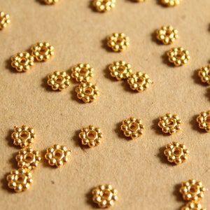 100 pc. Gold Plated Flower Spacer Beads, 5mm by 1.5mm | FI-388