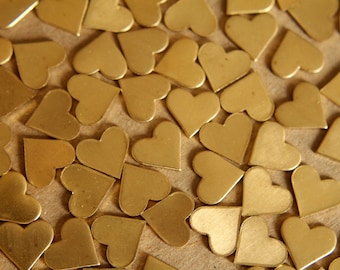 12 pc. Raw Brass Heart: 13mm by 12mm - made in USA | RB-091