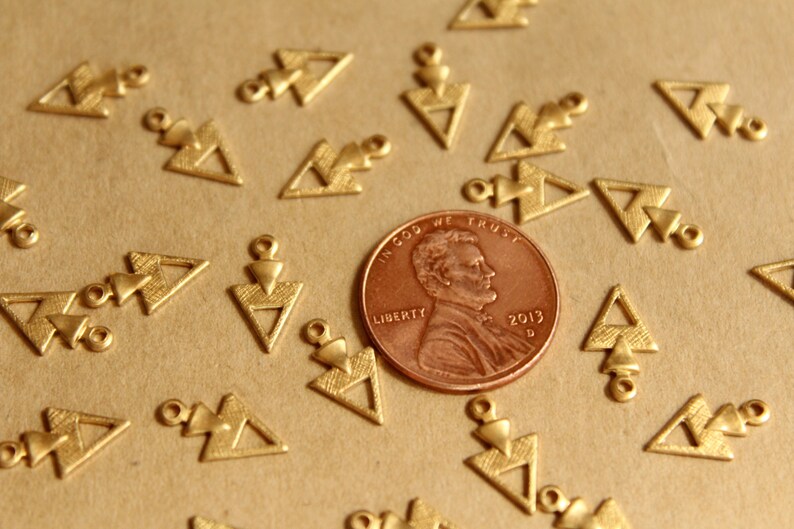 18 pc. Raw Brass Triangle Drops: 12mm by 7mm made in USA RB-803 image 4