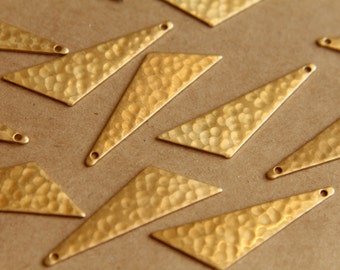 4 pc. Raw Brass Hammered Asymmetrical Triangle Charms (Left): 34mm by 14mm - made in USA | RB-486