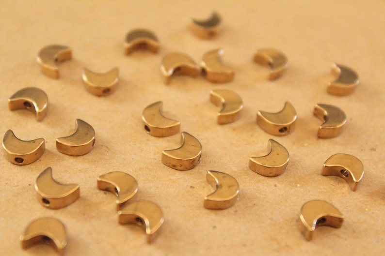 25 pc. Raw Brass Moon Beads, 7mm by 5.5mm FI-463 image 2