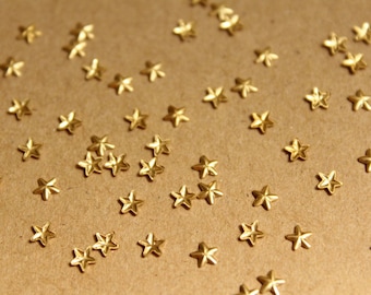 30 pc. Tiny Raw Brass Barn Stars: 4mm by 4mm - made in USA | RB-933