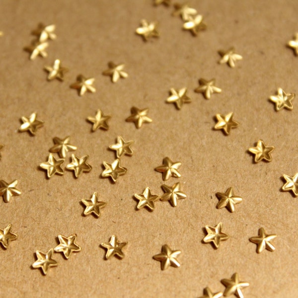 30 pc. Tiny Raw Brass Barn Stars: 4mm by 4mm - made in USA | RB-933