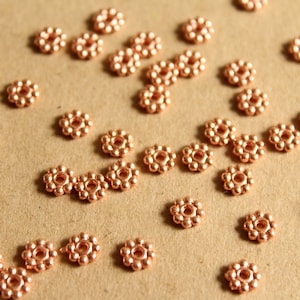 100 pc. Rose Gold Plated Flower Spacer Beads, 5mm by 1.5mm | FI-499*