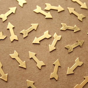 16 pc. Small Antique Gold Plated Brass Arrows: 14mm by 5mm - made in USA | AGLD-006
