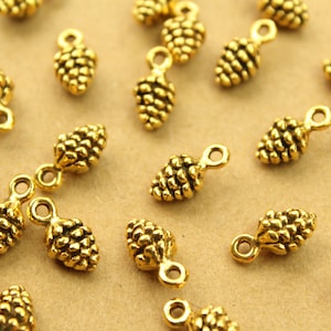 25 Stück Antik Gold Tannenzapfen Anhänger, 7mm x 13mm Tannenzapfen Anhänger | MIS-339