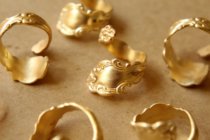1 pc Raw Brass Adjustable Spoon Rings RB-559