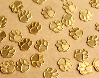 24 pc. Small Raw Brass Paw Stampings: 9mm by 9mm - made in USA | RB-789