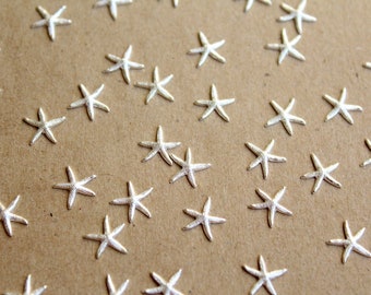14 pc. Tiny Silver Plated Brass Starfish: 9mm by 8.5mm - made in USA | SI-132