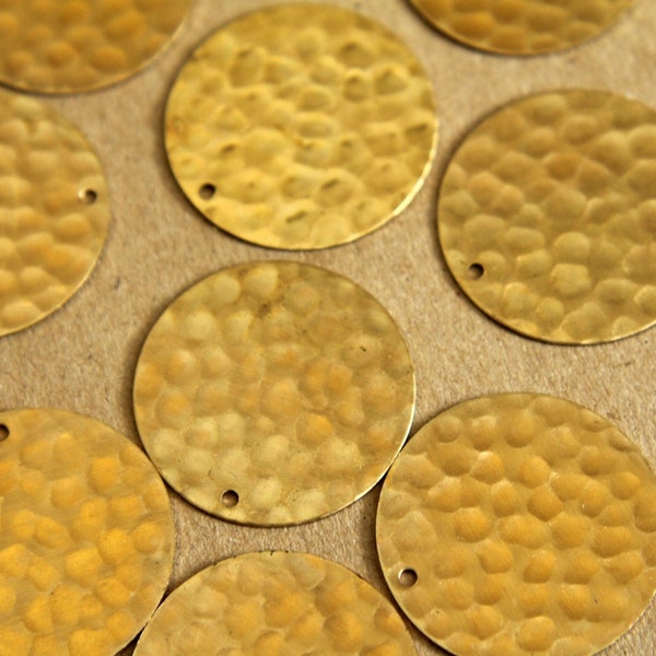 8 pc. Raw Brass Hammered Circle: 22mm - made in USA | RB-315