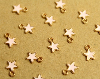 15 pc. Tiny Star Charms, Pink and Gold Enameled, 9mm x 7mm | MIS-262*