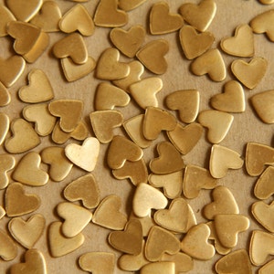 24 pc. Tiny Raw Brass Heart: 7mm by 6.5mm made in USA RB-513 image 1