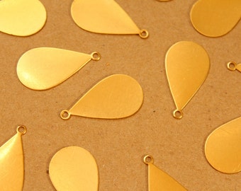 10 pc. Large Raw Brass Teardrop Tags: 31mm by 17mm - made in USA | RB-967