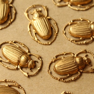 1 pc. Large Raw Brass Scarab Beetles: 32mm by 20mm - made in USA | RB-879