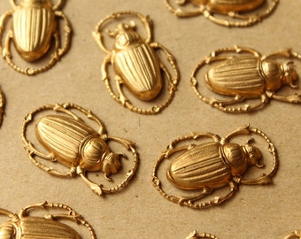 1 pc. Large Raw Brass Scarab Beetles: 32mm by 20mm - made in USA | RB-879