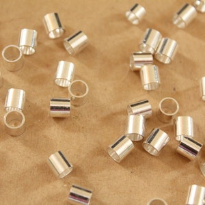 100 pc. Short Silver Tube Beads, 5mm long by 5mm wide FI-418 image 3
