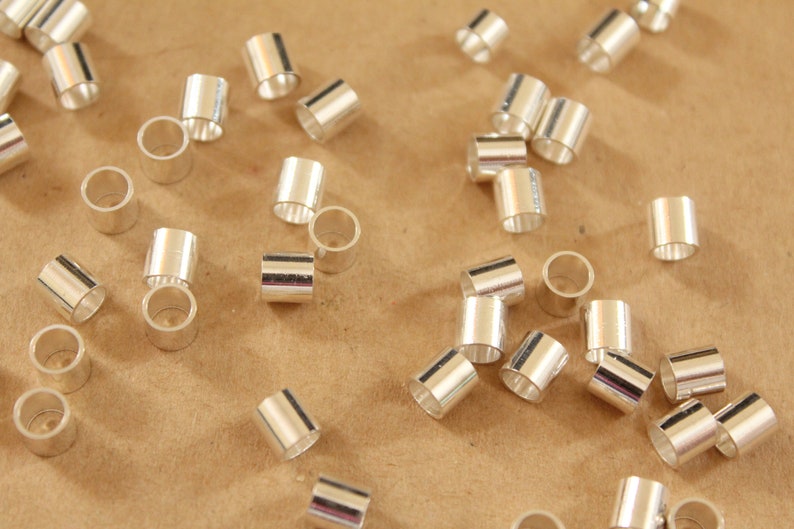 100 pc. Short Silver Tube Beads, 5mm long by 5mm wide FI-418 image 3