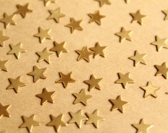 30 pc. Small Raw Brass Stars: 6mm by 6mm - made in USA | RB-786