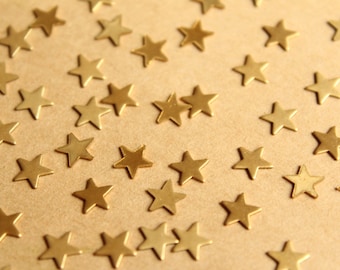 36 pc. Small Raw Brass Stars: 6mm by 6mm - made in USA | RB-786