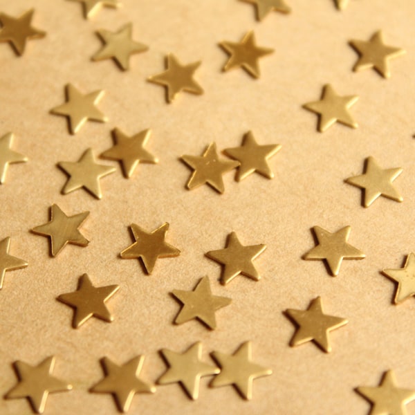 36 pc. Small Raw Brass Stars: 6mm by 6mm - made in USA | RB-786